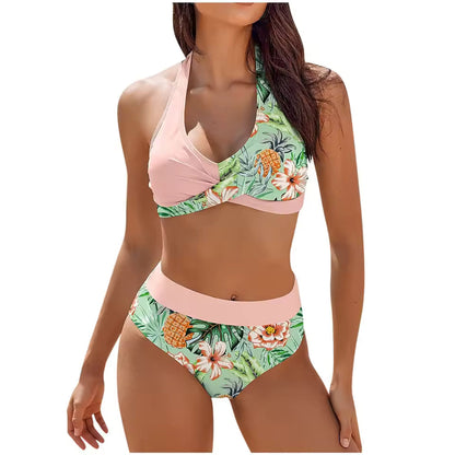 Dam Bikini Set – Push-Up Halterneck Topp – Tanga Underdel – Snabbtorkande Komfort