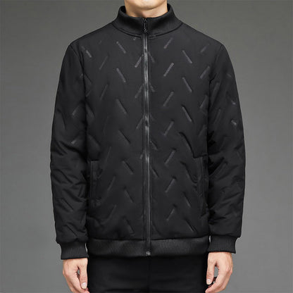Herr Pufferjacka – Regular Fit – Dunfyllning – Ståkrage – Ribbstickad Kant