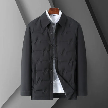 Herr dunjacka – Smal passform – Skjortkrage – Knappstängning – Vadderad design