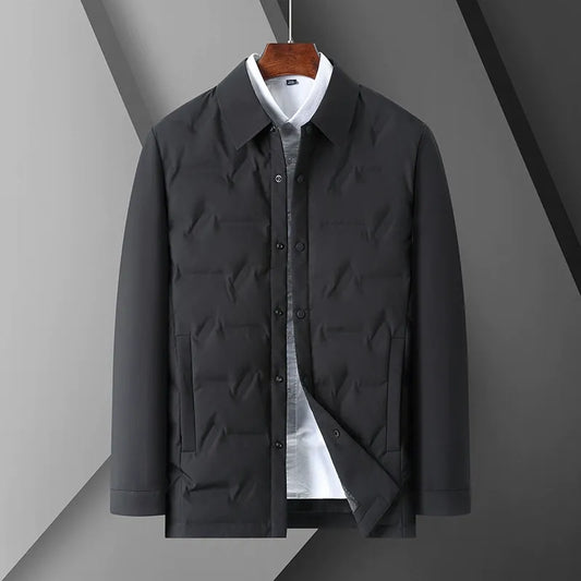 Herr dunjacka – Smal passform – Skjortkrage – Knappstängning – Vadderad design