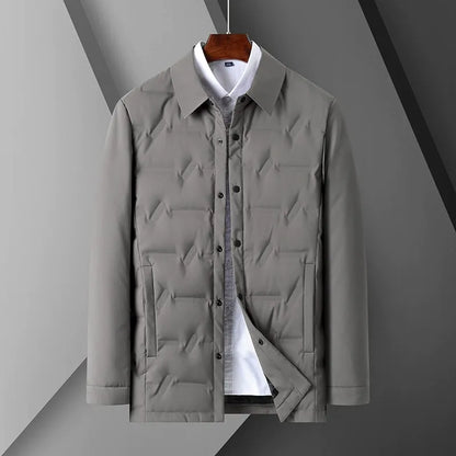 Herr dunjacka – Smal passform – Skjortkrage – Knappstängning – Vadderad design
