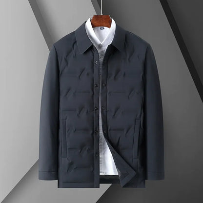 Herr dunjacka – Smal passform – Skjortkrage – Knappstängning – Vadderad design