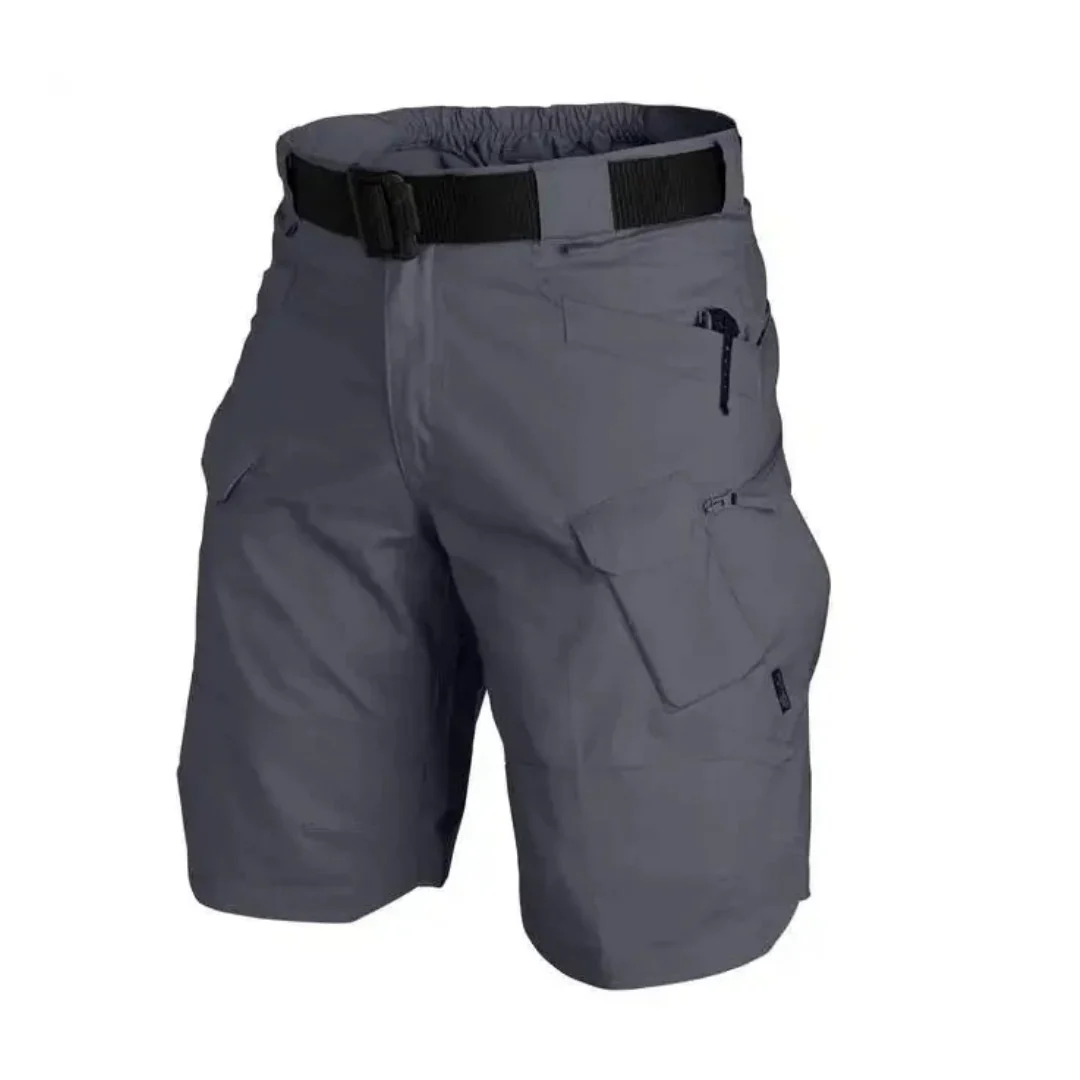 Herrshorts cargo – Avslappnad passform – Andningsbart tyg – 6 dragkedjefickor – Bälte inkluderat