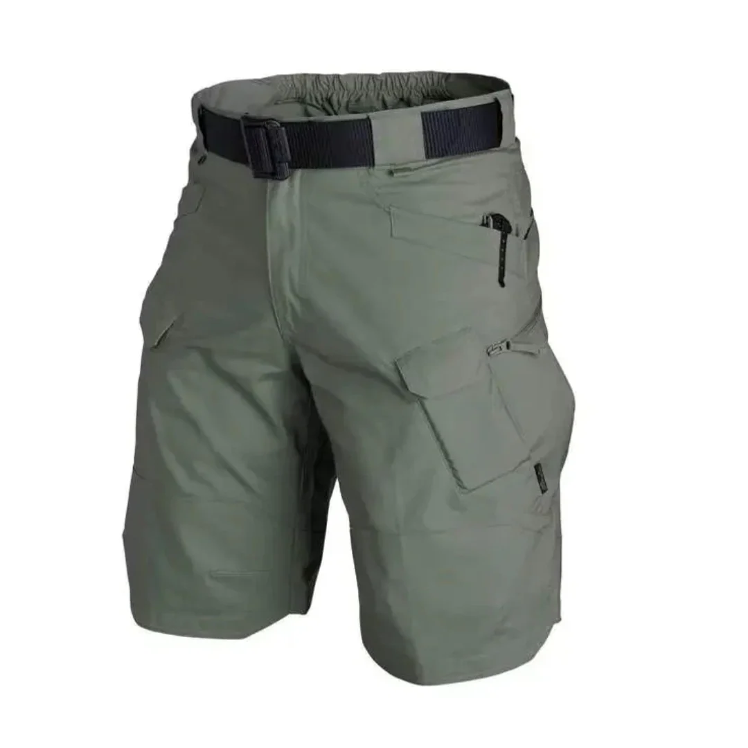 Herrshorts cargo – Avslappnad passform – Andningsbart tyg – 6 dragkedjefickor – Bälte inkluderat