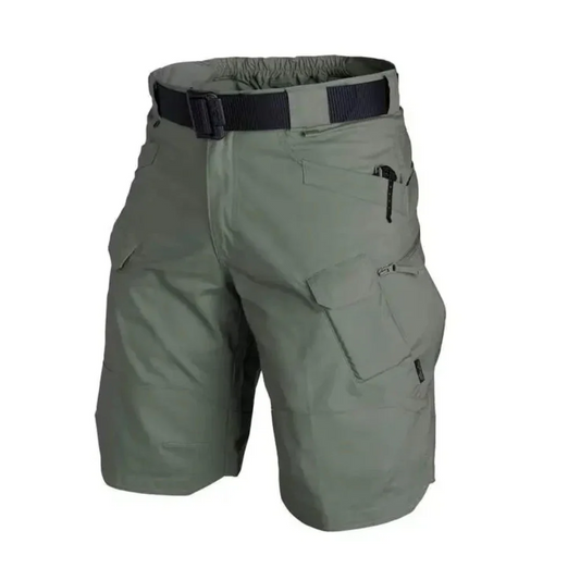 Herrshorts cargo – Avslappnad passform – Andningsbart tyg – 6 dragkedjefickor – Bälte inkluderat