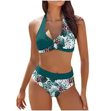 Dam Bikini Set – Push-Up Halterneck Topp – Tanga Underdel – Snabbtorkande Komfort