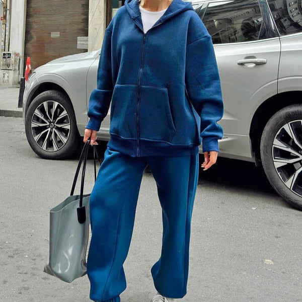 Dam Hoodie Set – Oversized Passform – Mjuk Bomull – Snörhuva – Lounge Stil