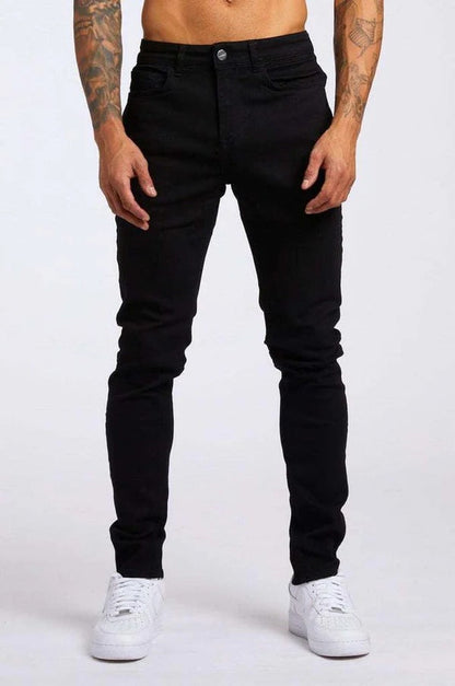 Herrbyxor i denim – Slim fit – Stretchmaterial – Fem fickor – Full längd