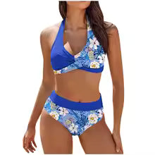Dam Bikini Set – Push-Up Halterneck Topp – Tanga Underdel – Snabbtorkande Komfort