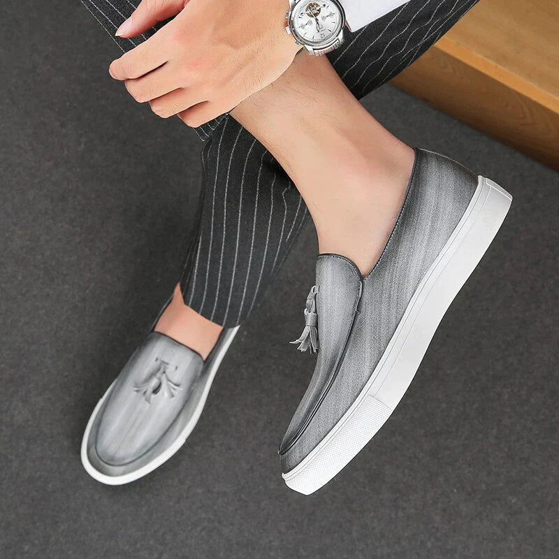 Herr Loafers - Skinn - Slip-On - Med Tofs - Elegant och Bekväm