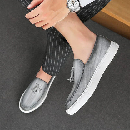 Herr Loafers - Skinn - Slip-On - Med Tofs - Elegant och Bekväm