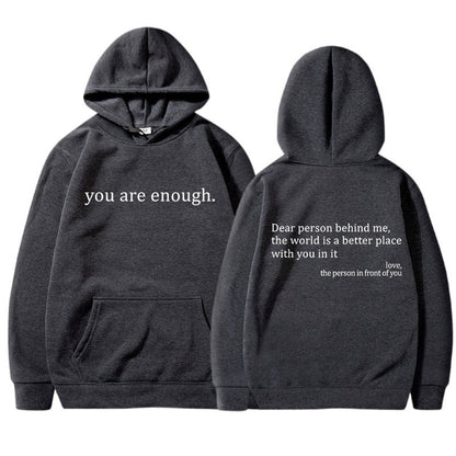 Herre Hoodie – Avslappet Passform – Cottonblanding – Snørehette – Print Foran og Bak