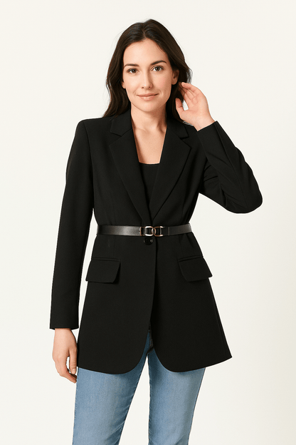 Blazer dam – Skräddarsydd passform – Bälte i midjan – Långa ärmar – Formell stil