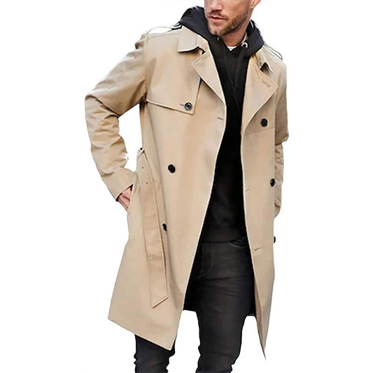 Herr Trenchcoat – Skräddarsydd Passform – Dubbelspränd – Bälte – Andningsbart Tygblandning