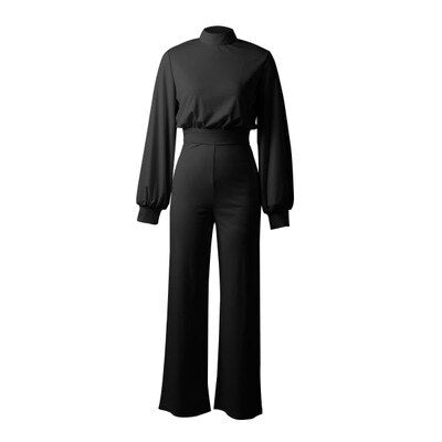Dam Byxdress - Hög Hals - Vida Ben - Ballongärmar - Elegant Passform