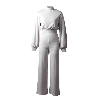 Dam Byxdress - Hög Hals - Vida Ben - Ballongärmar - Elegant Passform