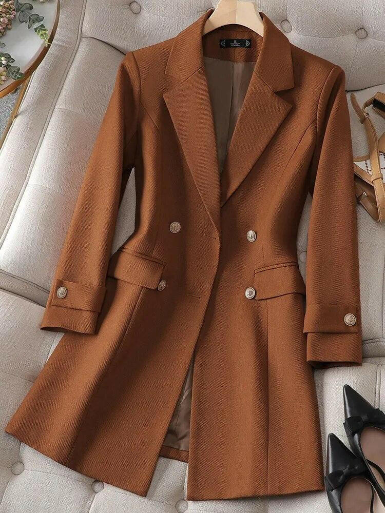 Dam Trenchcoat – Skräddarsydd Passform – Dubbelspränd – Strukturerad Design