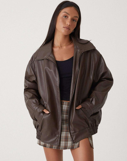 Damjacka – Oversized Passform – Höftkort – Dragkedja – Avslappnad Stil